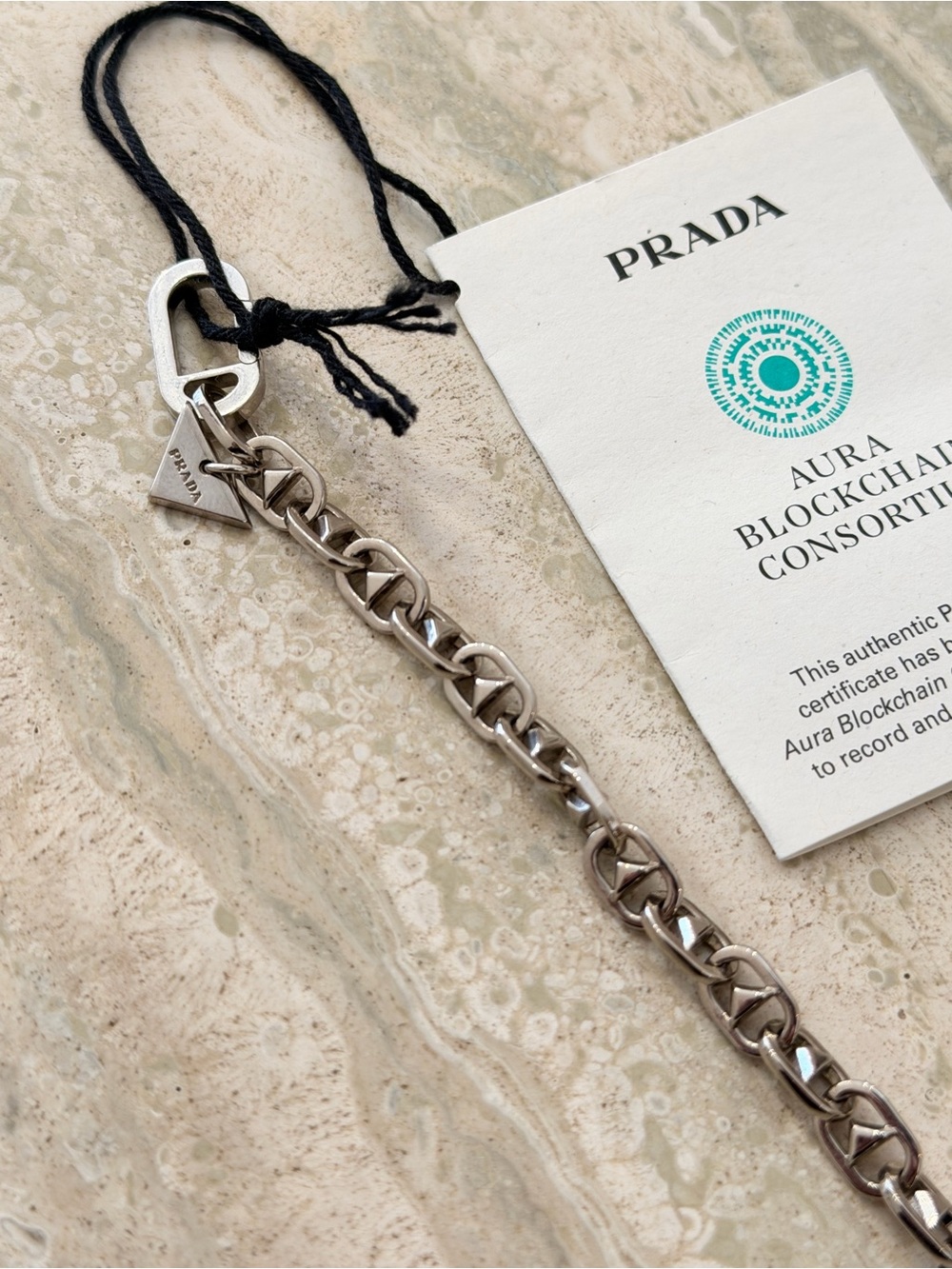 PRADA Triangle Charm Chain Silver Brass Necklace With Clasp - Picture 12 of 13